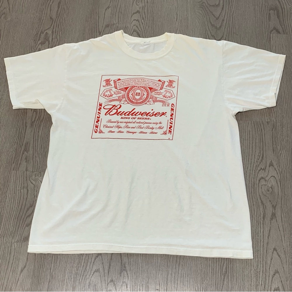 Budweiser‎ King of Beers Promo White Tee XL Y2K